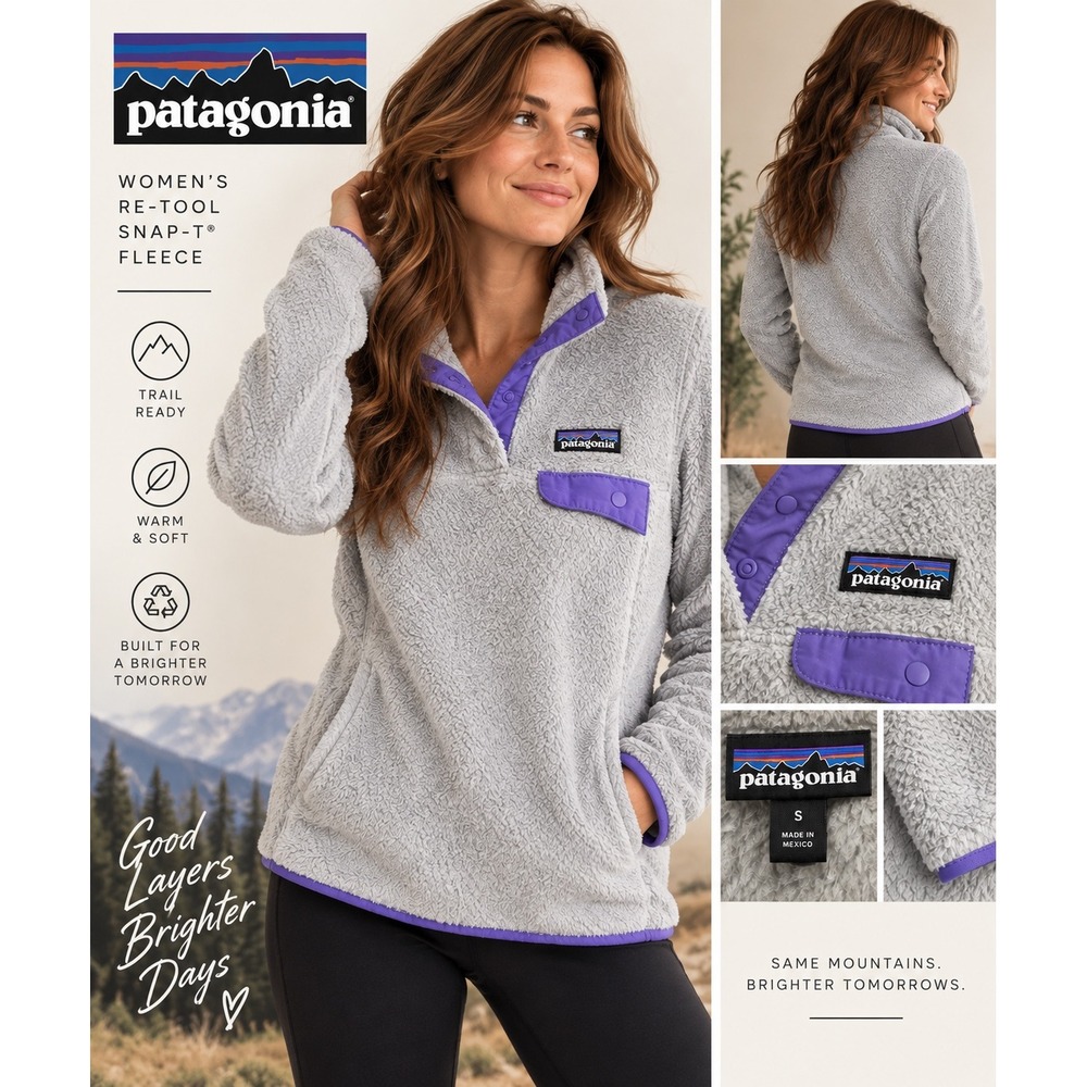 Patagonia Re-Tool Snap-T Fleece Pullover Grey Women Size Small Made In Mexico